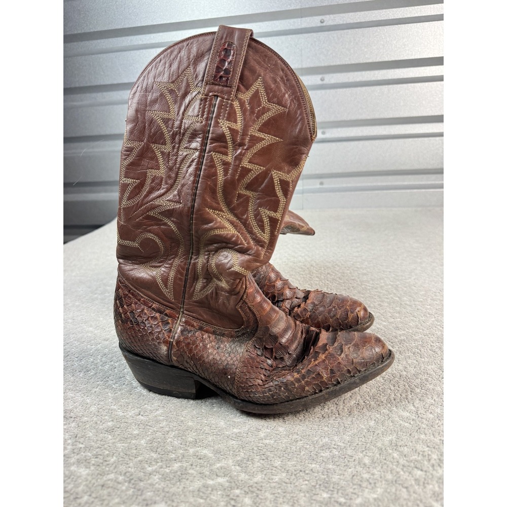 Gavel Boots Mens Size 6 Brown Leather Western Snakeskin Cowboy Pointed‎ Toe